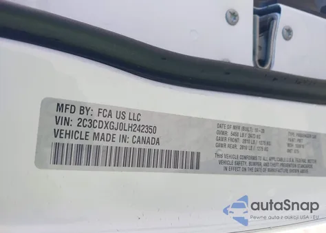 2020 Dodge Charger Scat Pack Rwd из США, поврежденный, VIN 2C3CDXGJ0LH242350